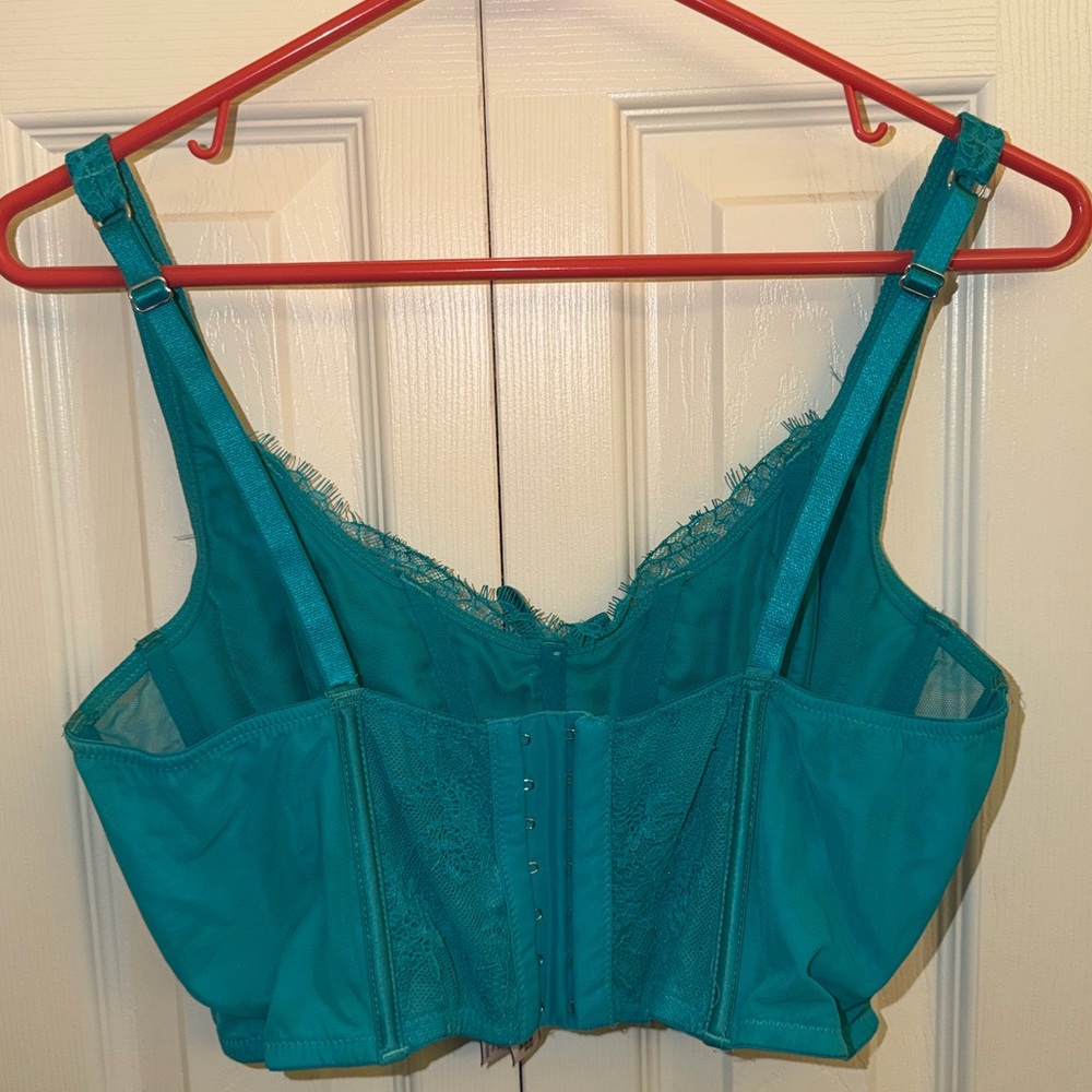 🔴Victoria's Secret Teal Lace Corset Crop Top - Picture 2 of 3